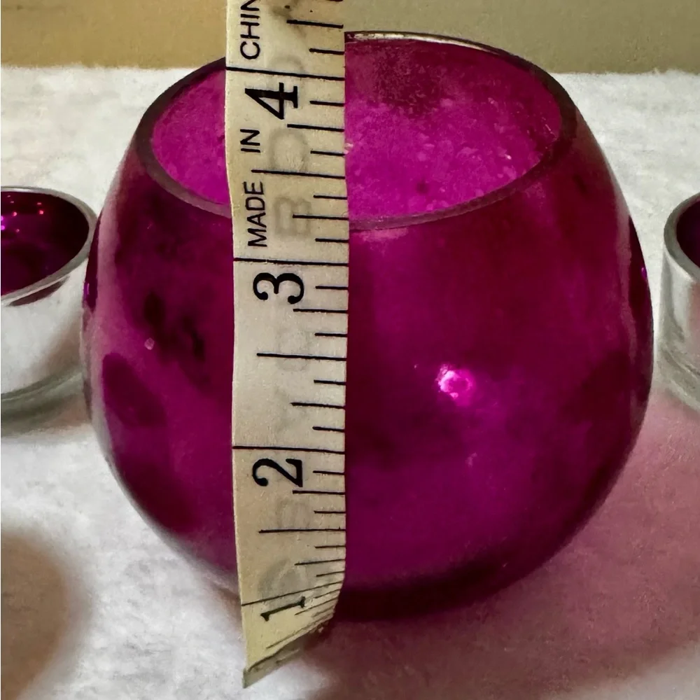 Crate & Barrel Pink and Silver Candle Holder Set